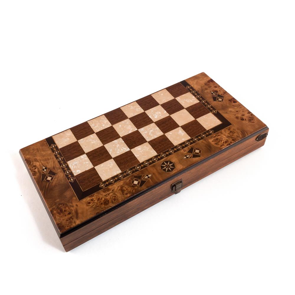 Classic Backgammon Set - Medium | Natural Burl Veneer
