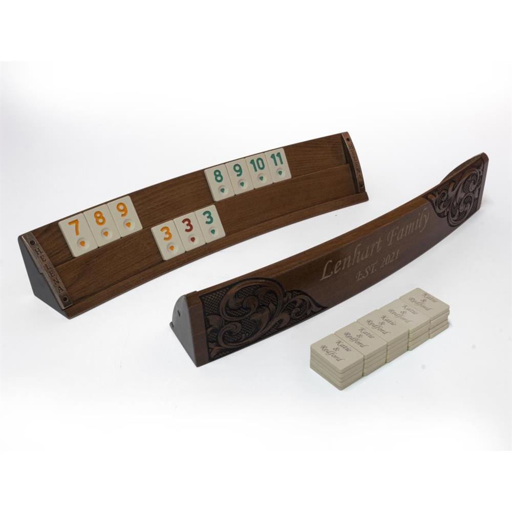 Otantik Motifli Ahşap Oval Okey Takımı