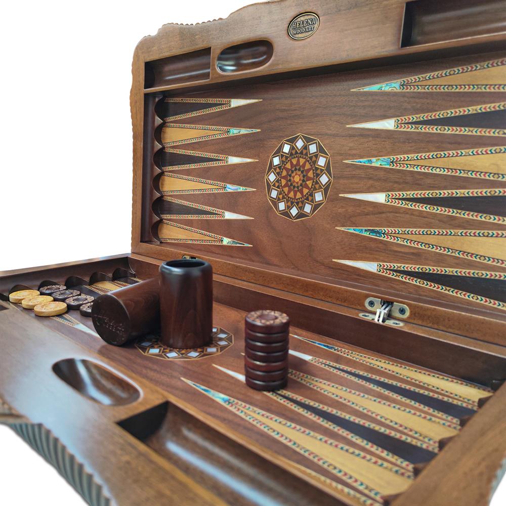 Ottoman Grand Sedef Mozaik Tavla / Ceviz