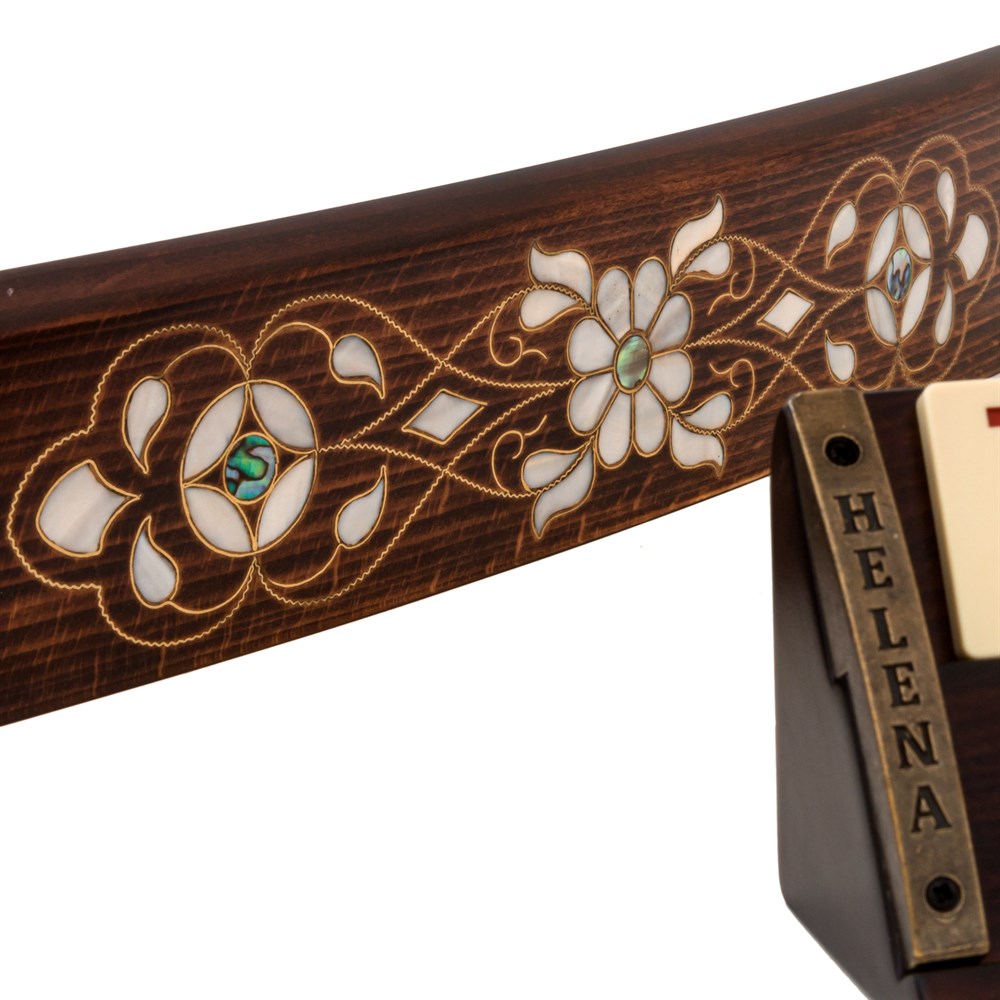 Papatya Desenli Sedef Kakmalı Oymalı Oval Okey Takımı