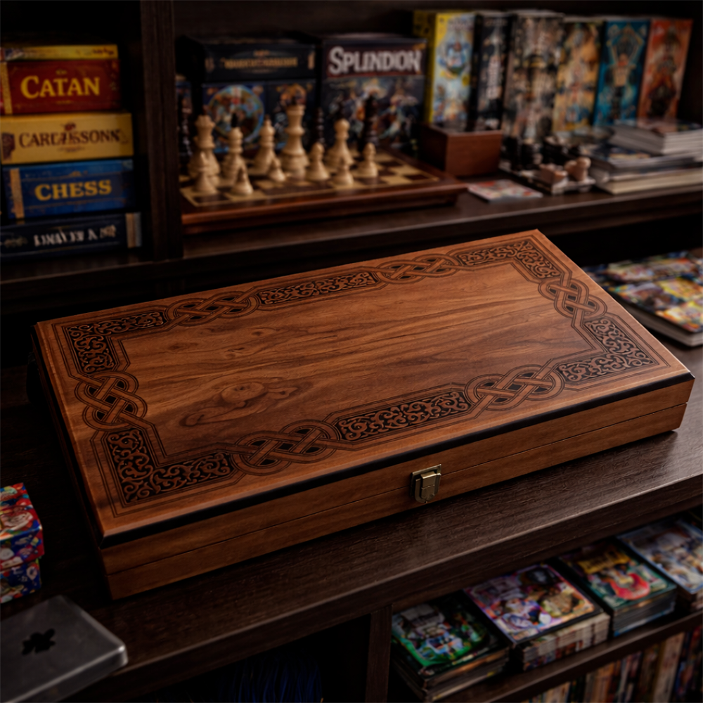 GENİŞ  DAMASIZ  DESENLİ TAVLA  (50x30x7 cm)