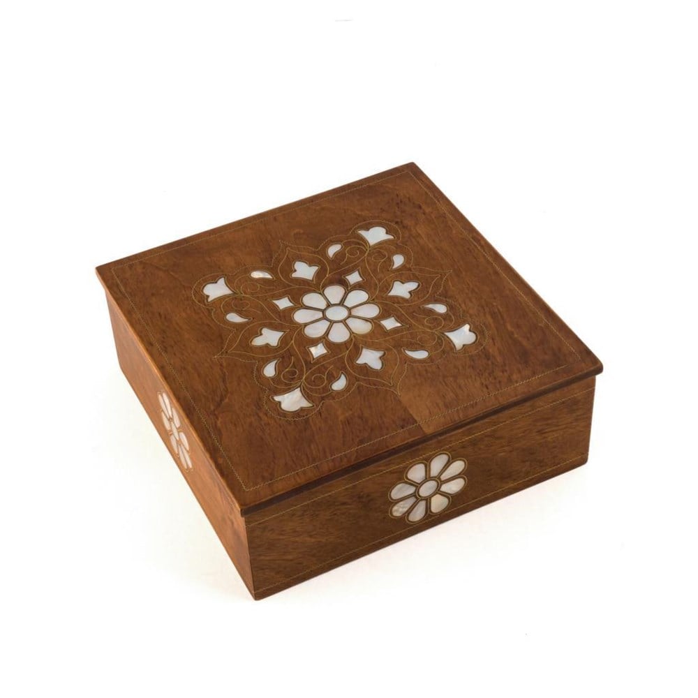 SEDEFLİ KAPAKLI CEVİZ KUTU(20*20*7.5 cm)