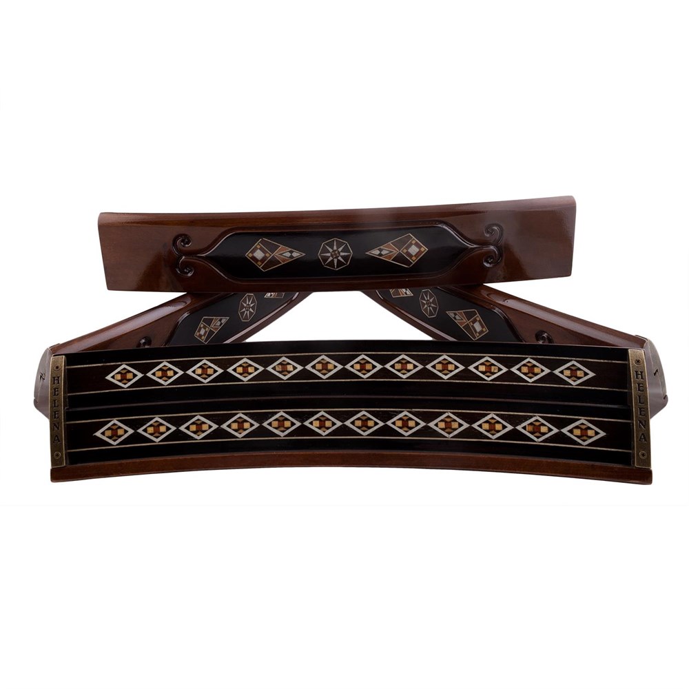 Siyah - Ahşap Mozaik İşlemeli Oval Okey Takımı