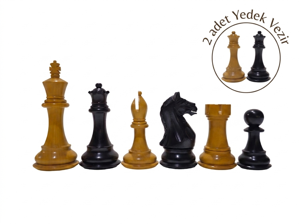 Supreme Yedek Vezirli Ahşap Satranç Figür 105 mm
