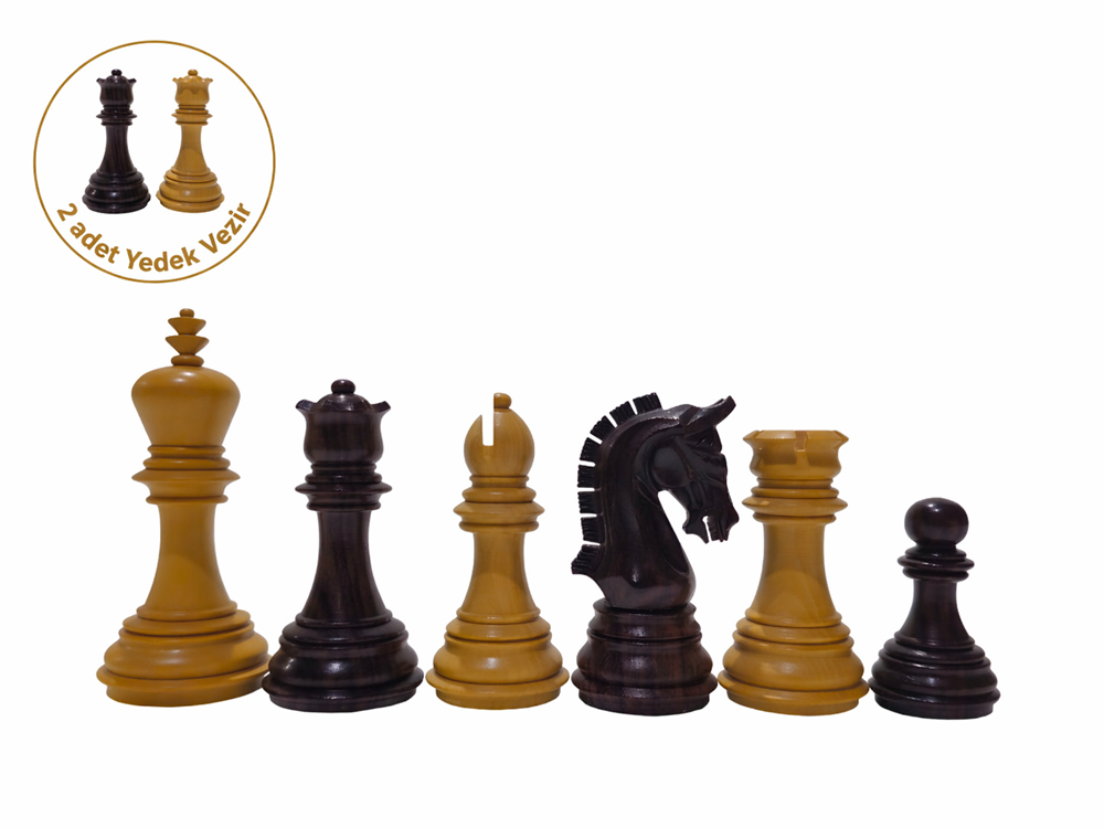 Yeni Imperial Yedek Vezirli Ahşap Satranç Figür 95 mm