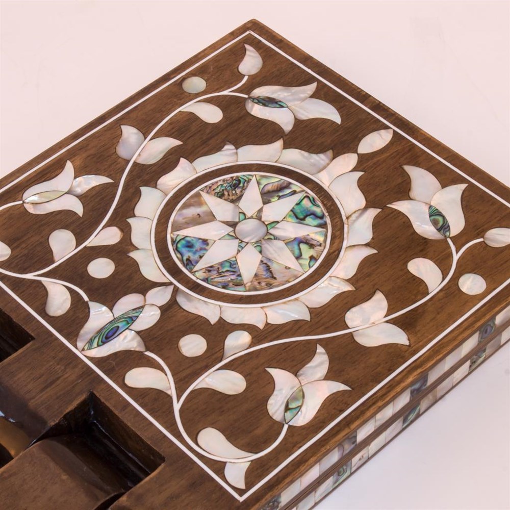 Yıldız Desen Yeşil - Beyaz Sedef Özel Rahle 60 cm