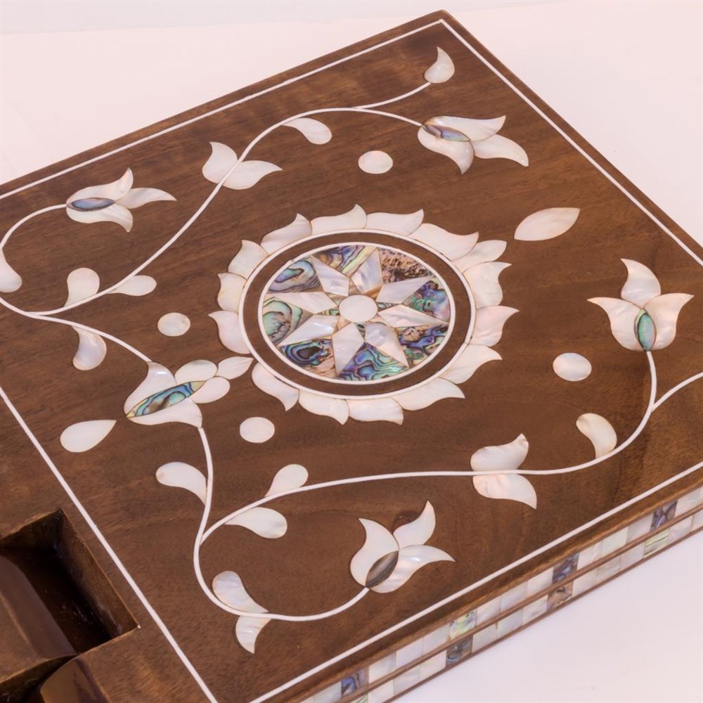 Yıldız Desen Yeşil - Beyaz Sedef Özel Rahle 75 cm