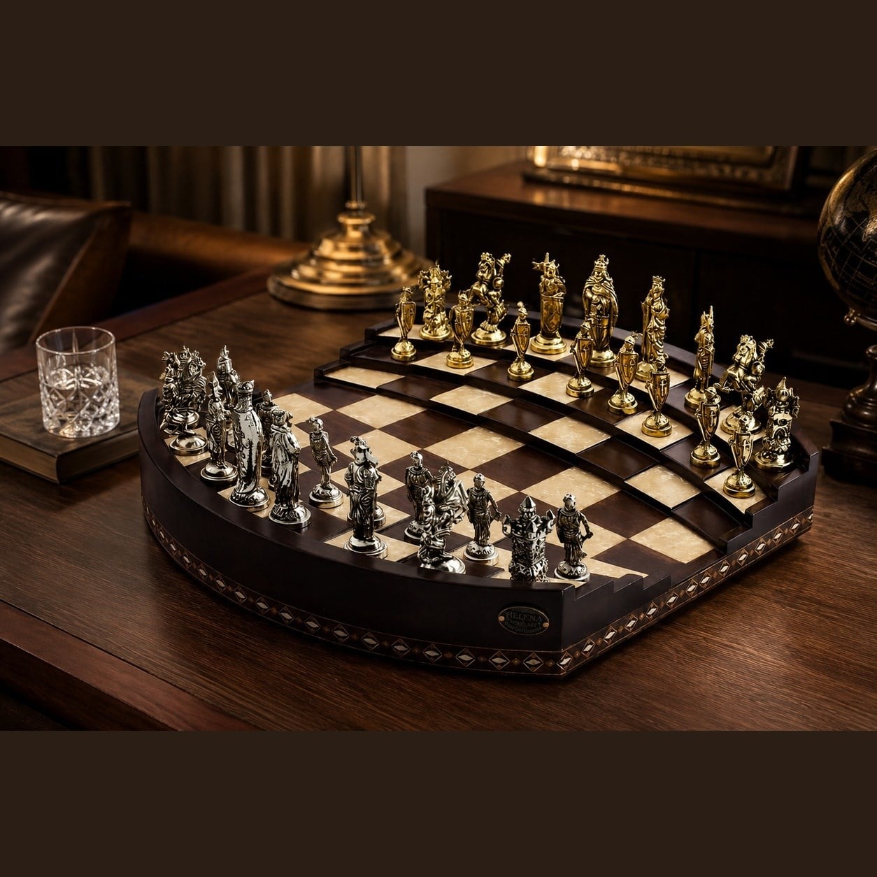 Arena 3D Chess Set With Metal Figures | WalnutHelena Wood Art2657.WAL.5031.504