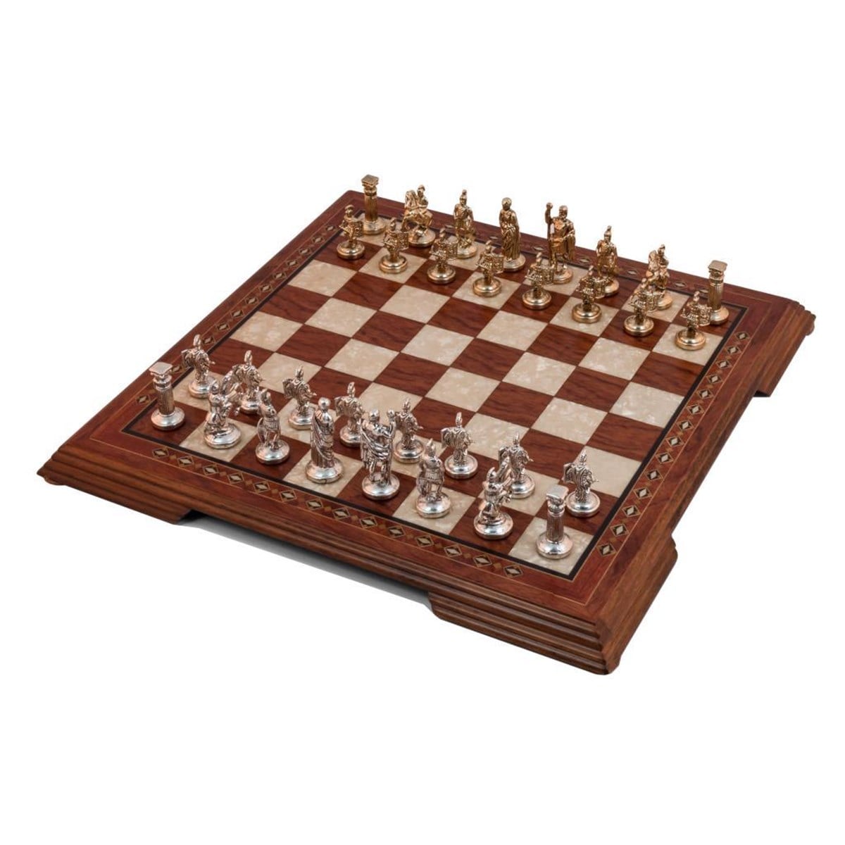 Flat Ayaklı Gül Satranç Takımı | Metal FigürlüHelena Wood Art