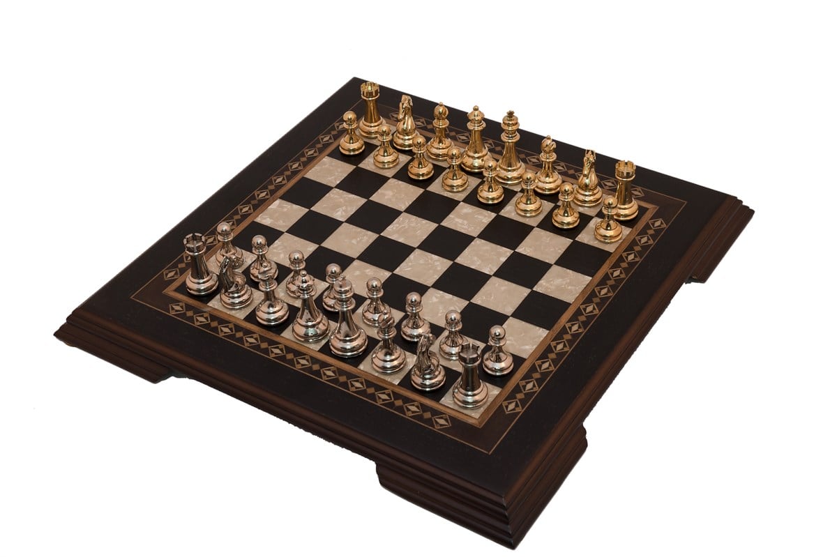 Flat Ayaklı Siyah Satranç Takımı - Metal FigürlüHelena Wood Art2655.BLK.5013
