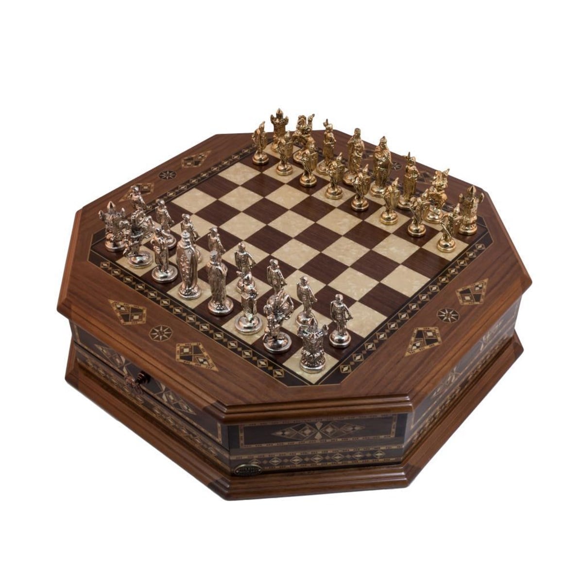 Octagon Byk Ceviz Satranç SetiHelena Wood Art