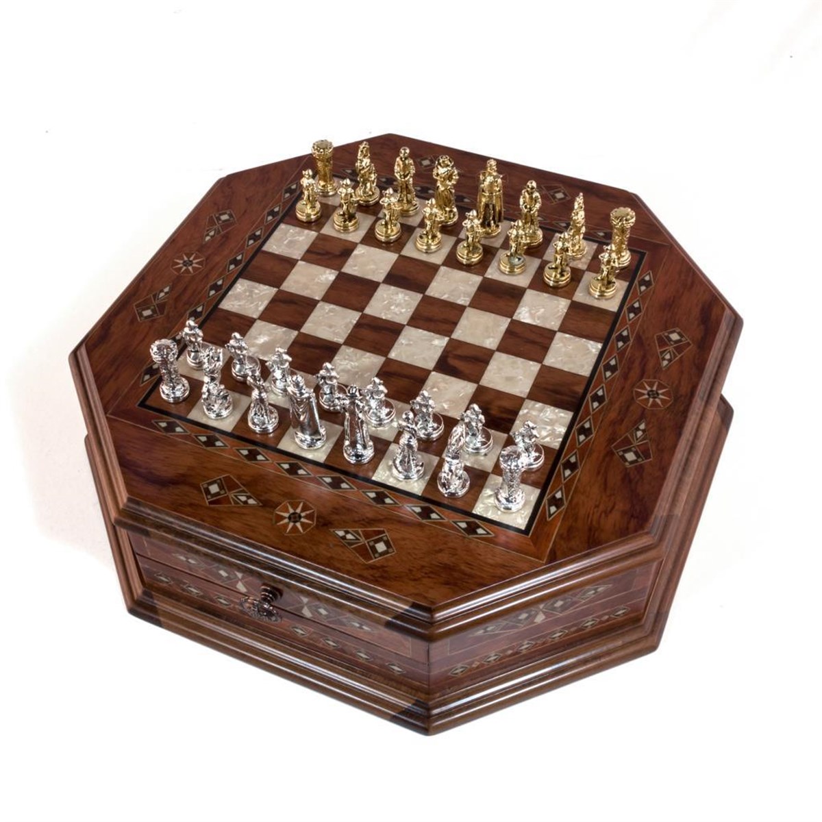 OCTAGON GÜL SATRANÇ SETİ  (41X41X10 cm)Helena Wood Art