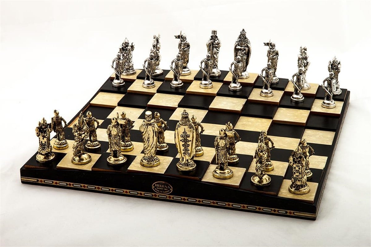 PİRAMİT SATRANÇ TABLASI  | METAL FİGÜRLÜHelena Wood Art2656.BLK.5031