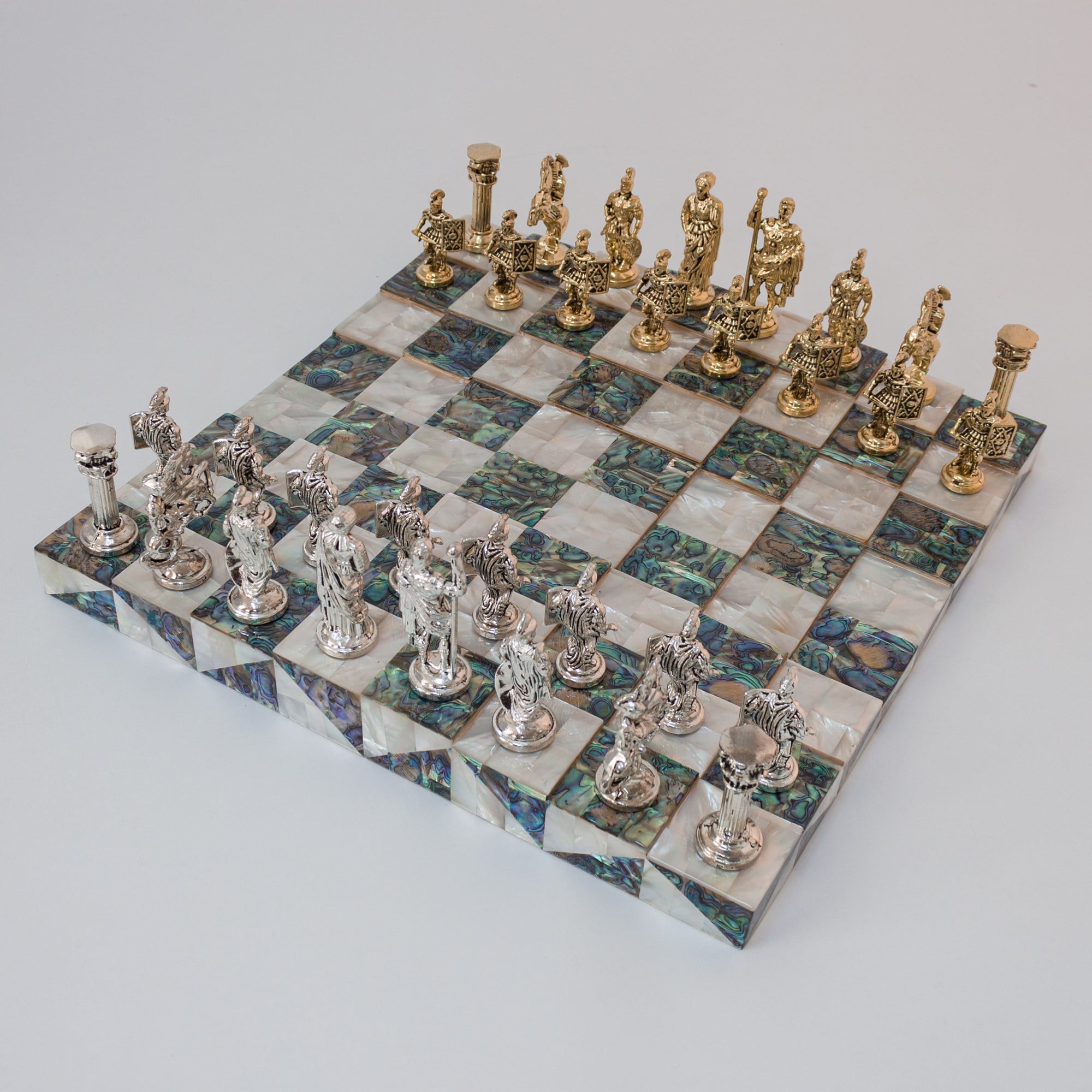Piramit Sedef Satranç Altı / Yeşil - BeyazHelena Wood Art2656.GRN