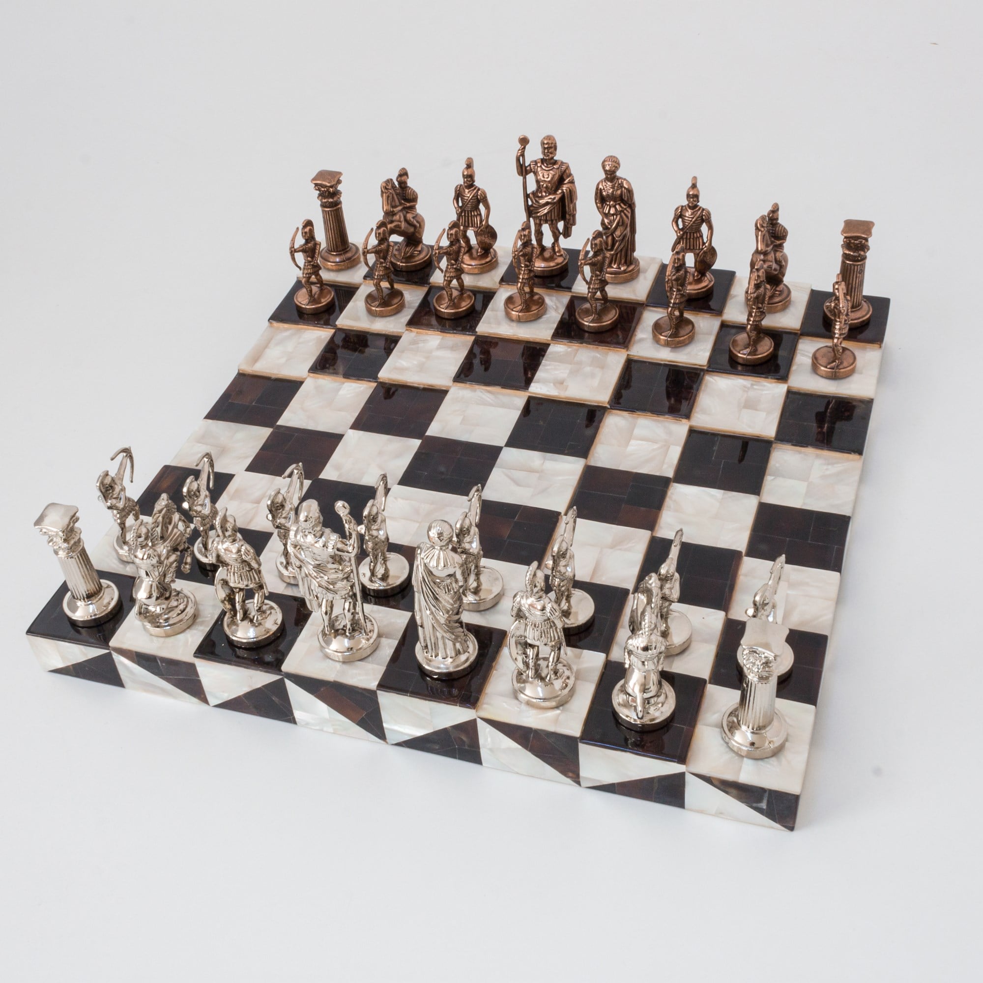 Piramit Sedefli Satranç Altı / Siyah - BeyazHelena Wood Art2656.BLKP