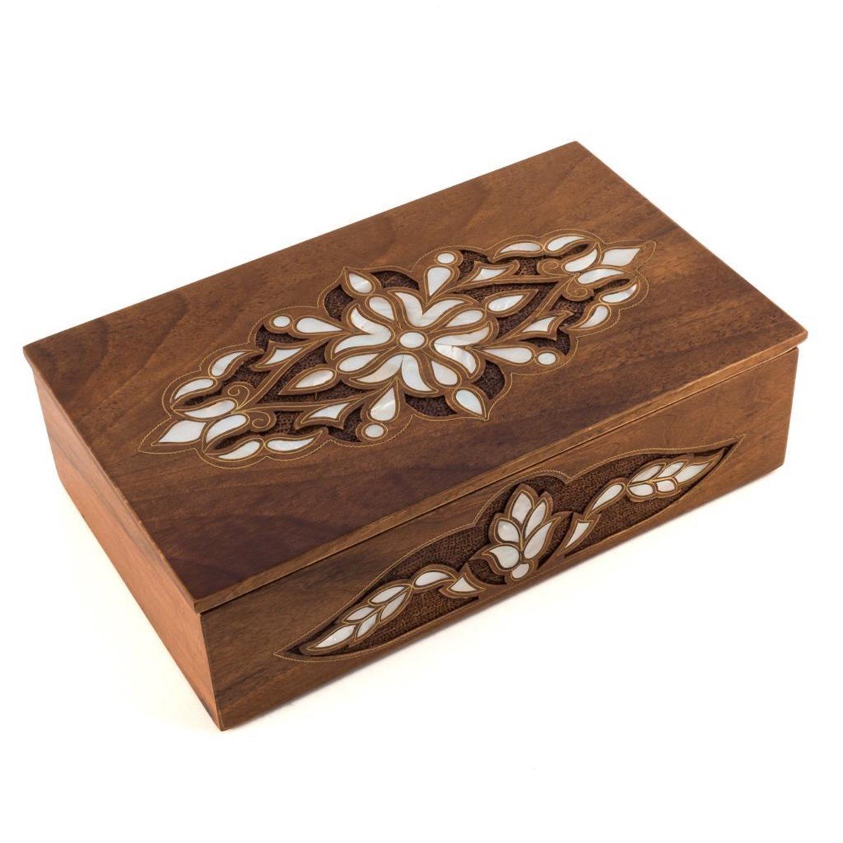 SEDEFLİ  KAPAKLI CEVİZ KUTU(30*18*9 cm)Helena Wood Art