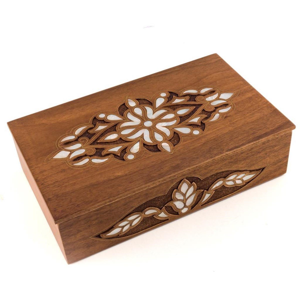SEDEFLİ  KAPAKLI CEVİZ KUTU(35*21*9 cm)Helena Wood Art