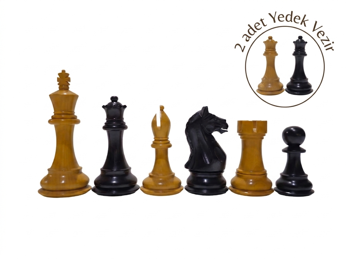Supreme Yedek Vezirli Ahşap Satranç Figür 105 mmHelena Wood Art17694