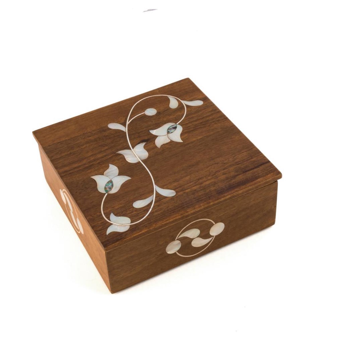 YEŞİL SEDEFLİ KAPAKLI CEVİZ KUTU(20*20*7.5 cm)Helena Wood Art