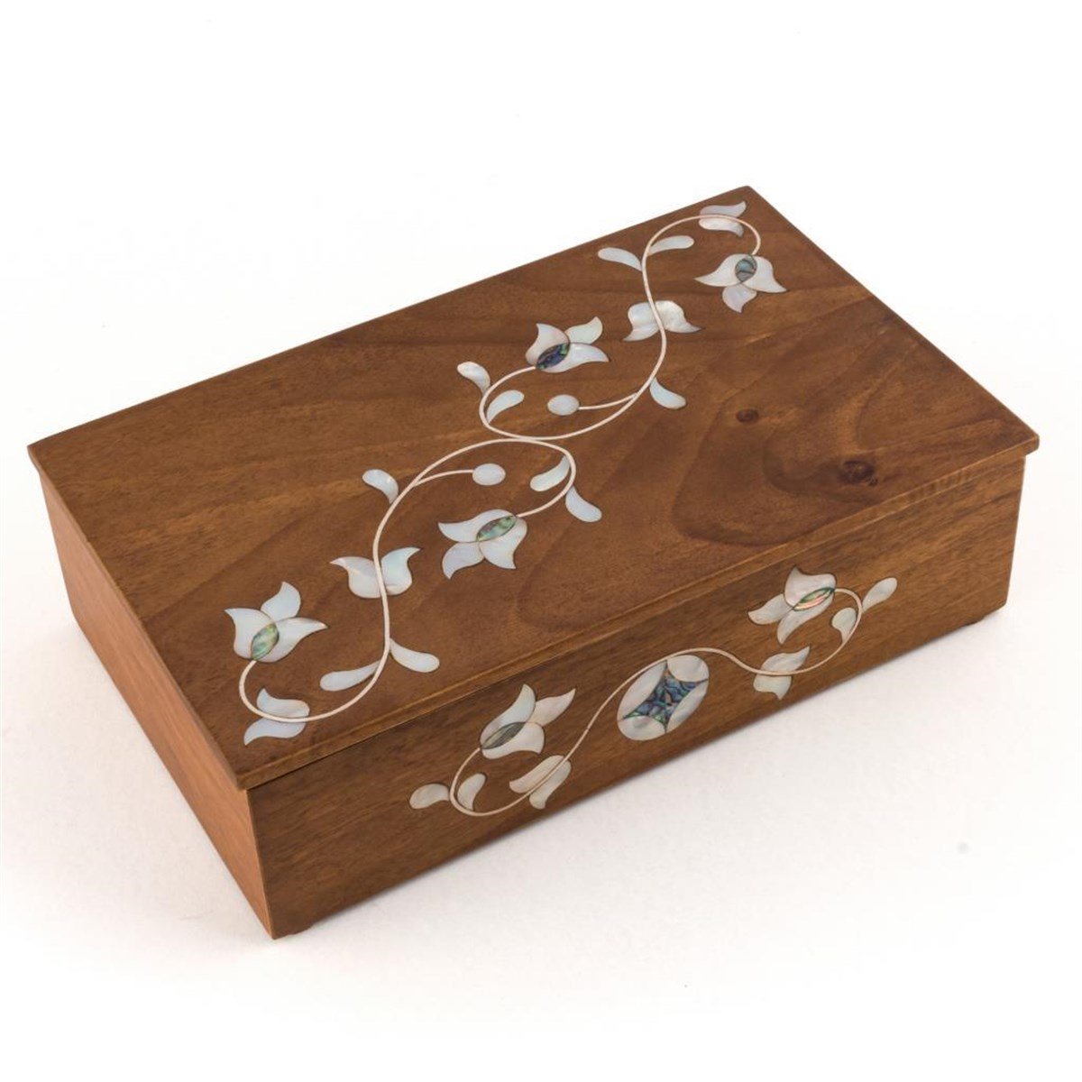 YEŞİL SEDEFLİ  KAPAKLI CEVİZ KUTU(30*18*9 cm)Helena Wood Art