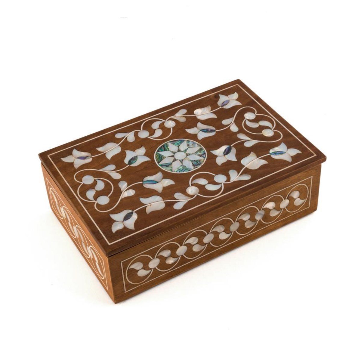 YEŞİL YOĞUN SEDEFLİ  KAPAKLI CVZ KUTU(25*17*8 cm)Helena Wood Art