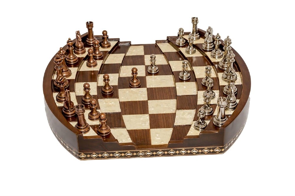 Arena Luxo Chess Set 3D Handmade Walnut Madeira Maciça Jogo De Tabuleiro  Tamanho Grande Tabuleiro de Xadrez | Com Damas de Metal Figurado Mosaico