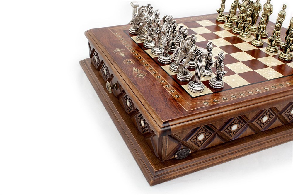 20.5 Inches Istanbul Chess Set Walnut - Mother of Pearl inlaid Chess B –  Craftsoy