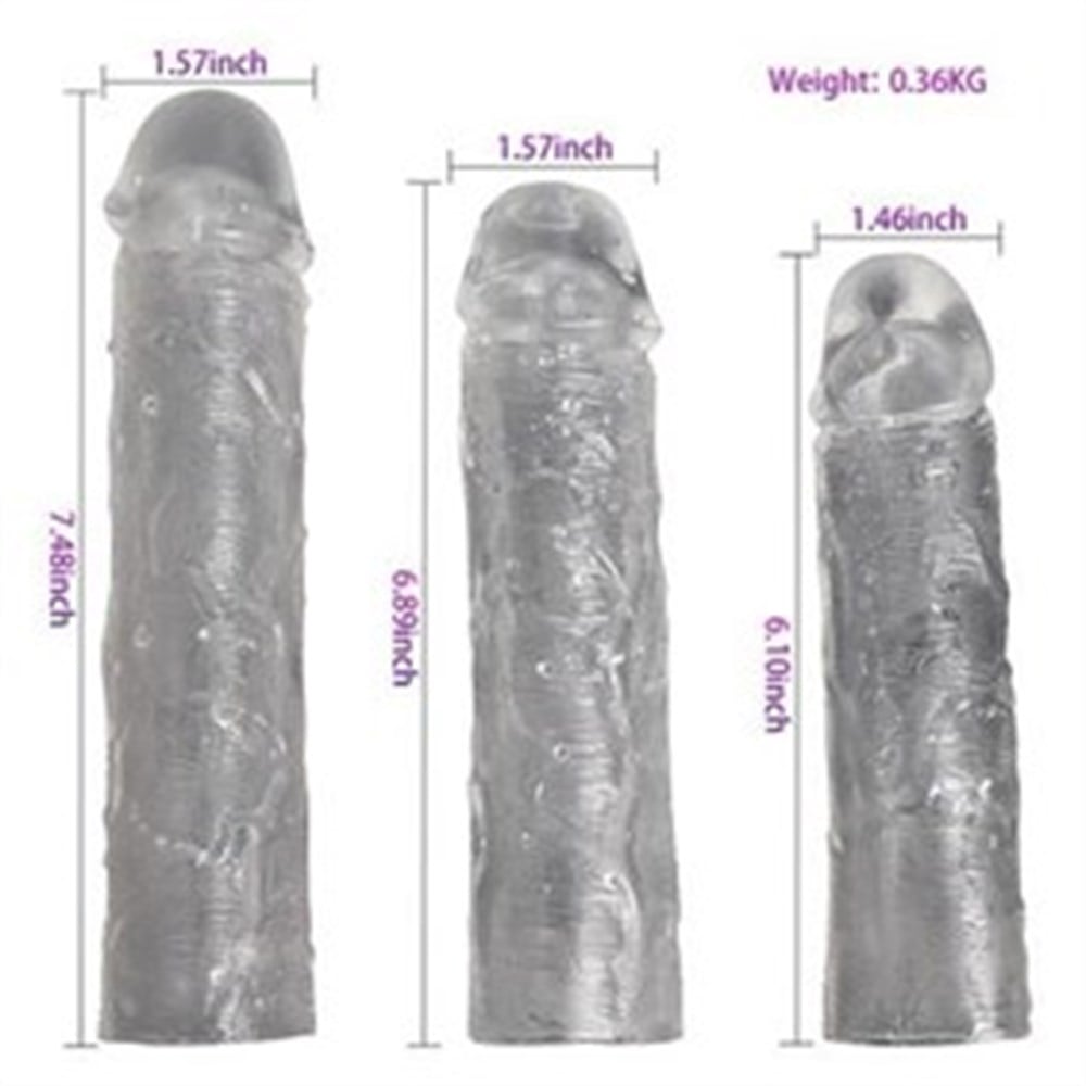Ucu Dolgulu Uzatmalı 3lü Şeffaf Penis Kılıfı Seti