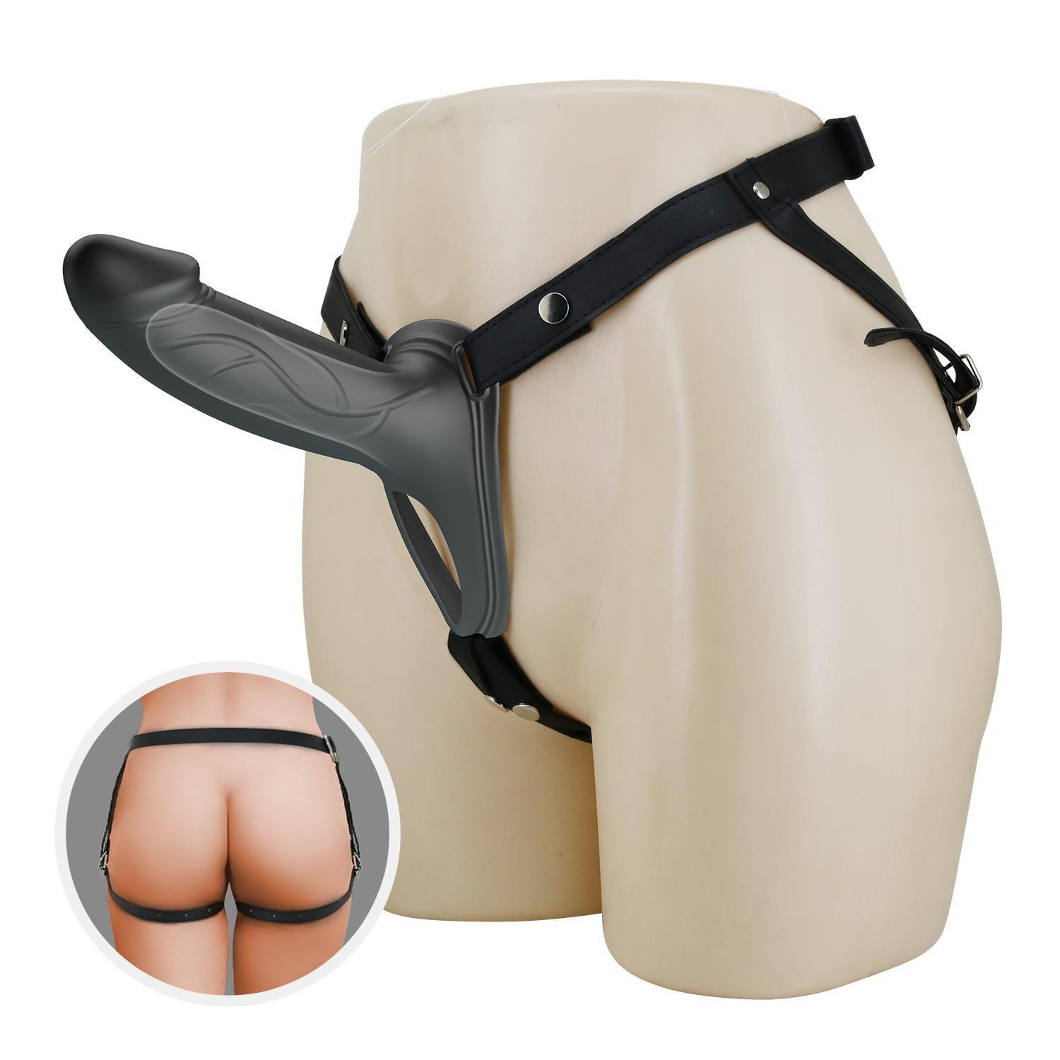16,8 cm Belden Bağlamalı İçi Boş 4,2 cm Dolgulu Strapon Penis - Landon