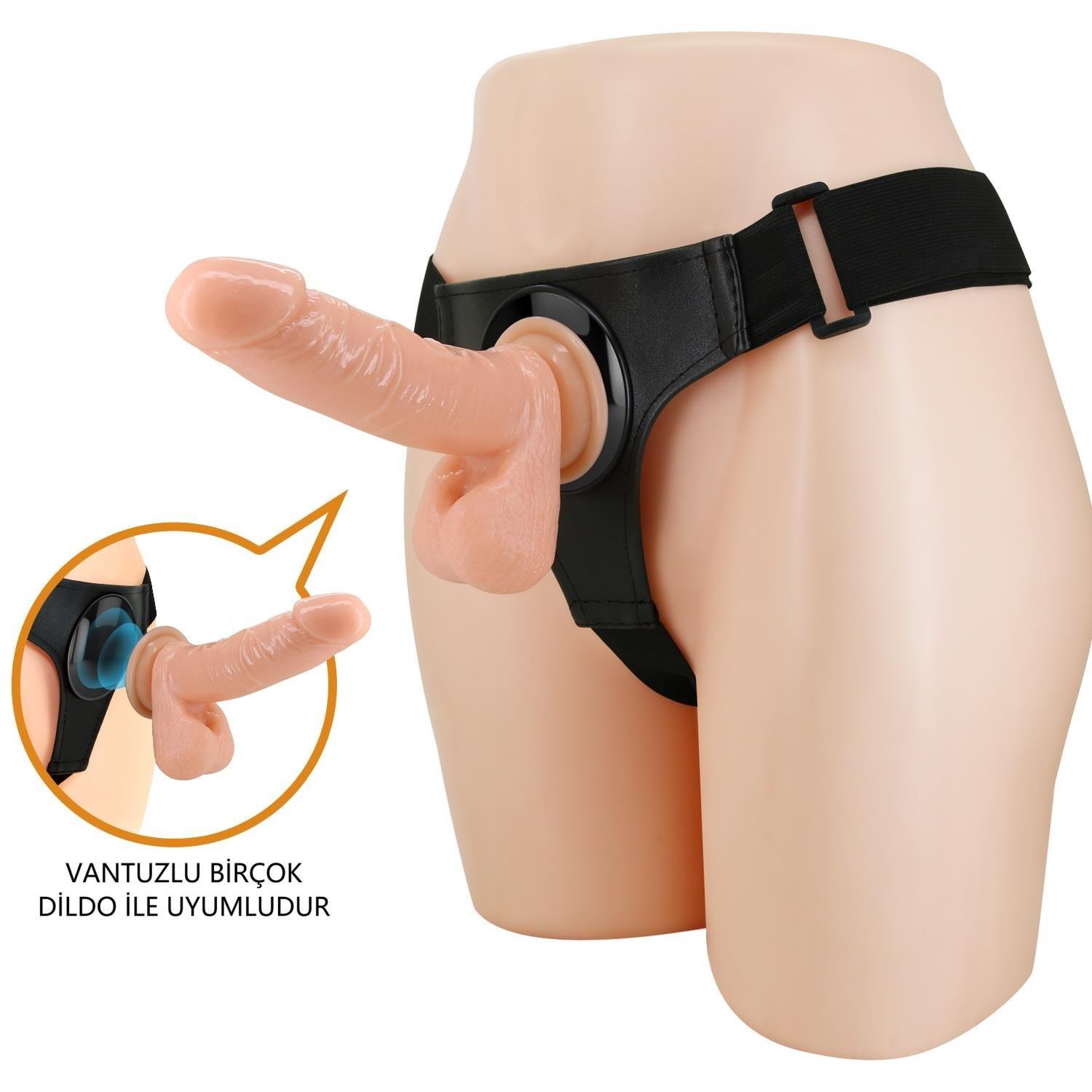 20 cm Belden Bağlamalı İçi Dolu Strapon Penis - Tom