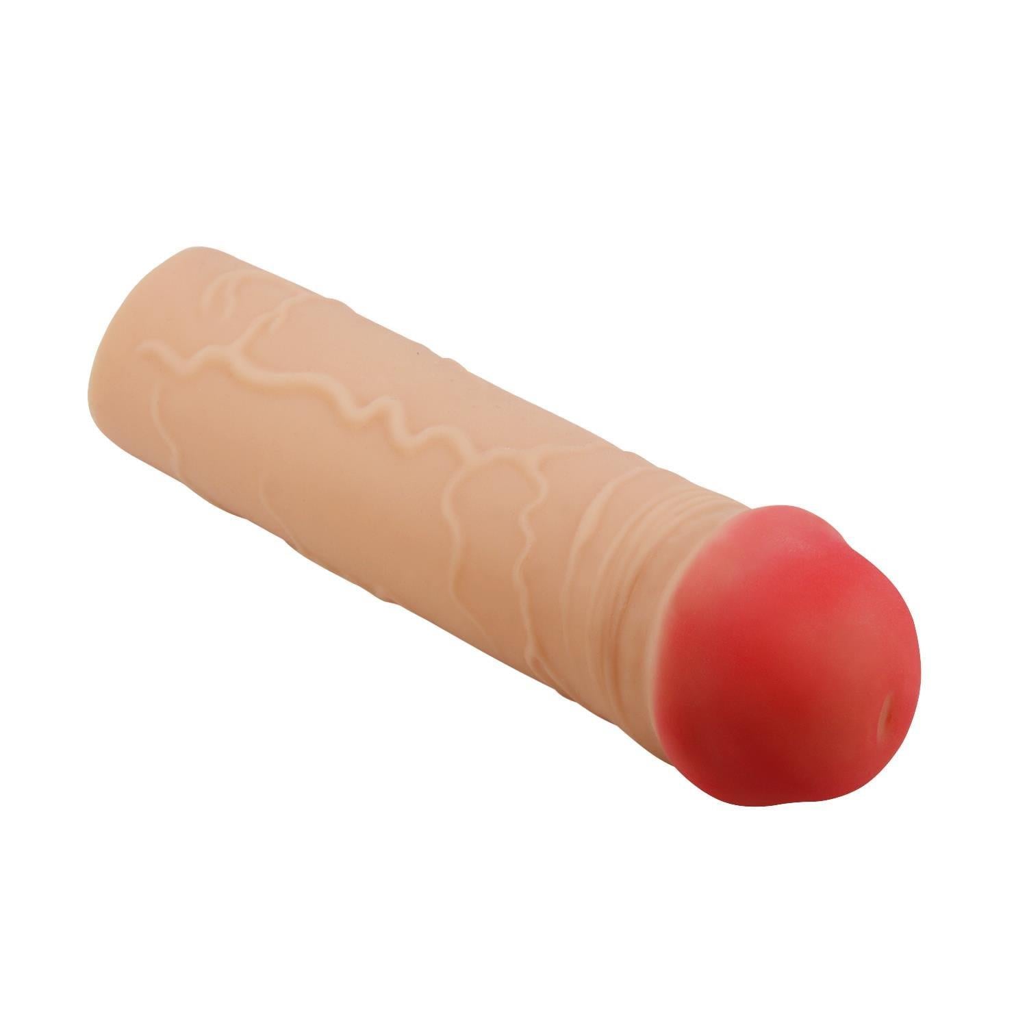 2,5 cm Dolgulu Premium Ten Rengi Silikon Penis Kılıfı - Nile