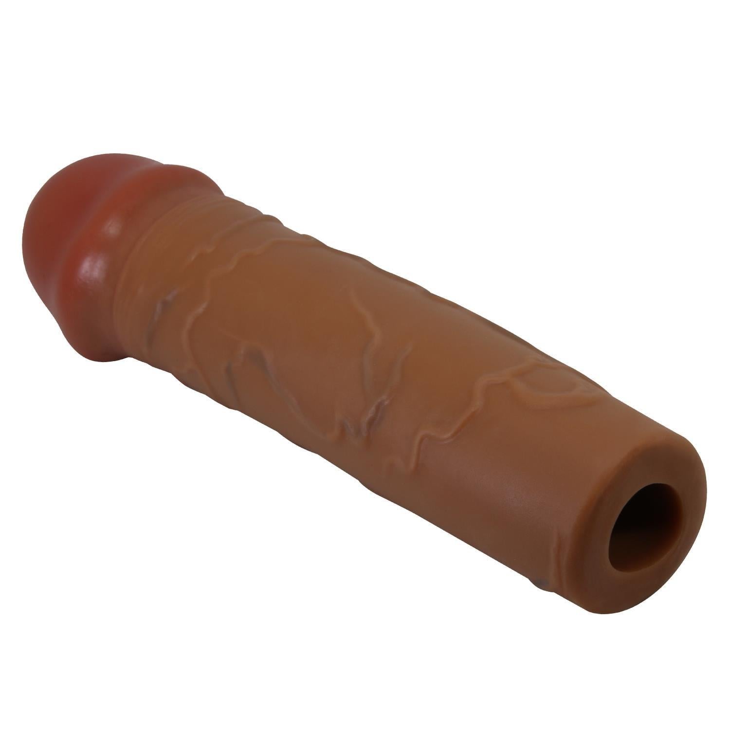 2,5 cm Dolgulu Premium Melez Rengi Silikon Penis Kılıfı - Nile
