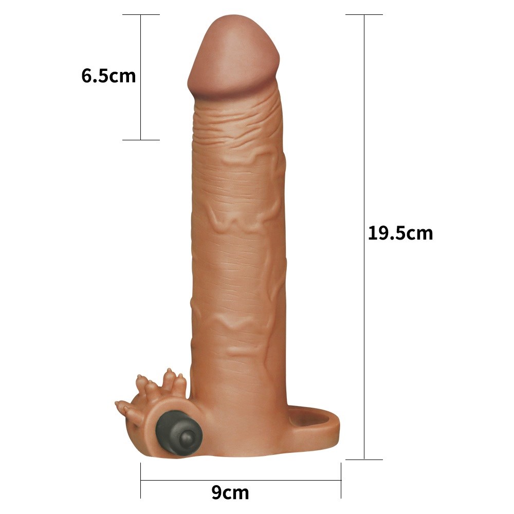 6,5 cm Uzatmalı Realistik Titreşimli Penis Kılıfı Melez XTender
