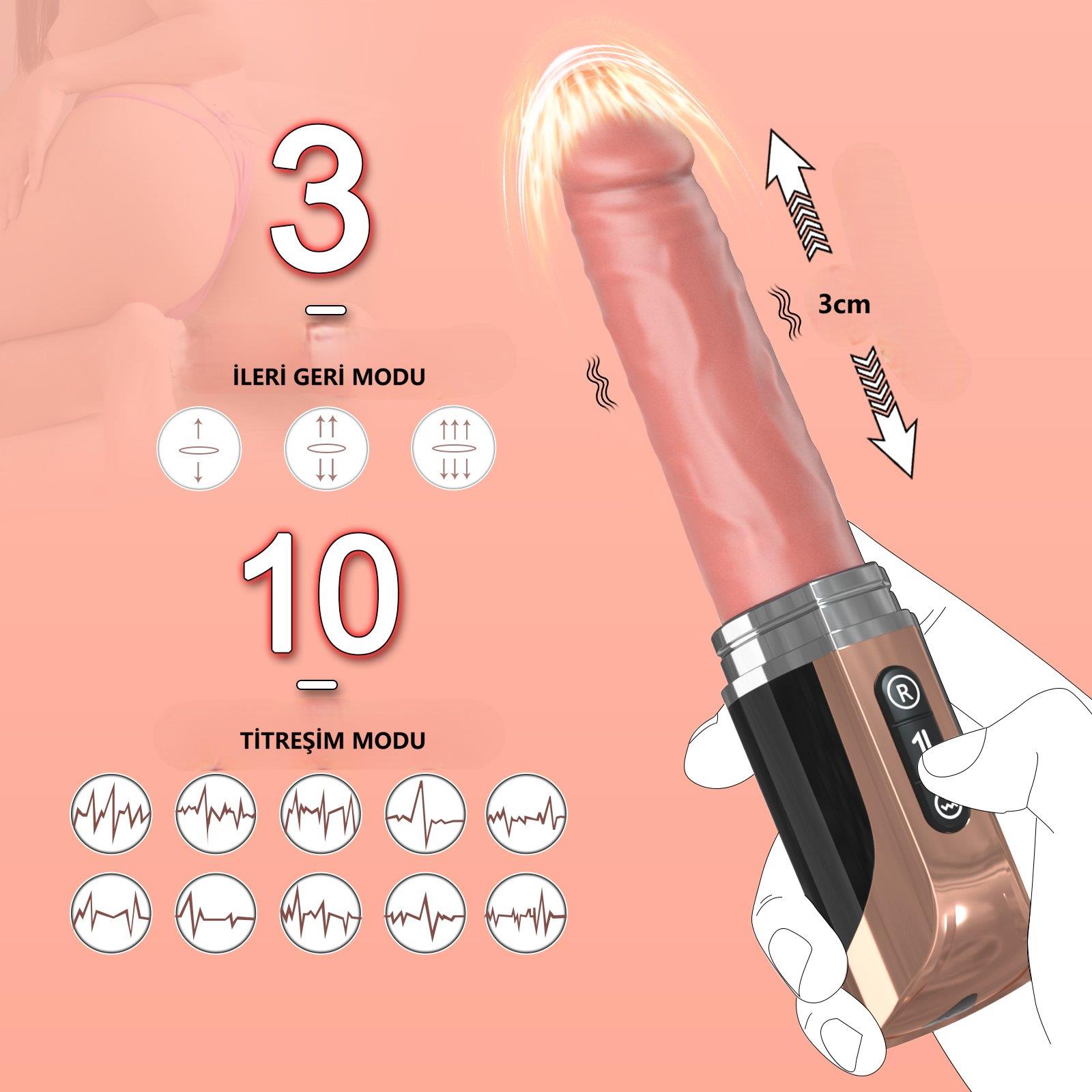 Şişirilebilir İleri Geri Hareketli USB Manyetik Şarjlı 23 cm İleri Geri Hareketli Titreşimli Dildo - Jose
