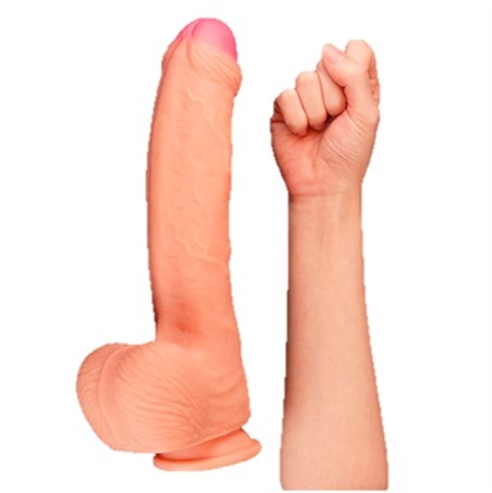 Yeni Nesil Çift Katmanlı 28 cm Realistik Dildo Penis
