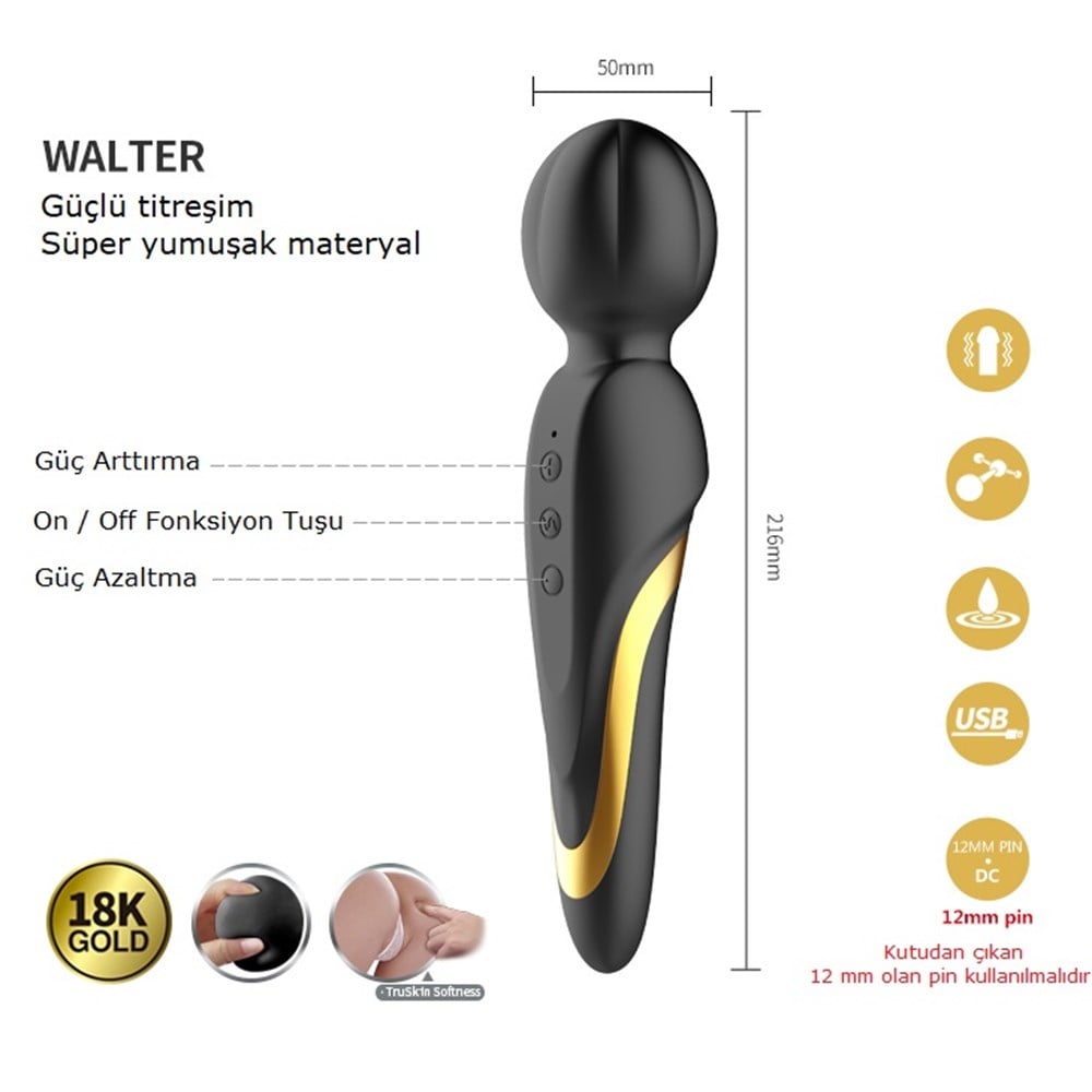 12 Parçalı 18K Altın Kaplamalı Elit Vibratör Seti - Queens Collection