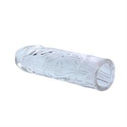 14 cm Damarlı Uzatmalı Şeffaf Silikon Penis Kılıfı