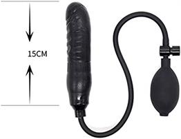 Şişebilen Pompalı Damarlı Anal Plug Siyah
