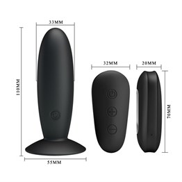 USB Şarjlı 12 Titreşim Modlu Uzaktan Kumandalı Vibratör & Anal Plug