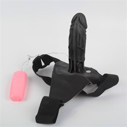 18 cm Belden Bağlamalı İçi Boş Titreşimli Testissiz Protez Zenci Penis