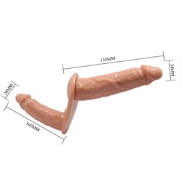 Belden Bağlamalı Çift Taraflı İçi Dolu Strapon Penis