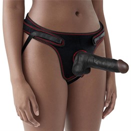 20 cm Belden Bağlamalı İçi Dolu Zenci Strapon Dildo