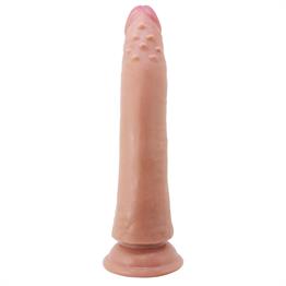Belden Bağlamalı 21 cm Yeni Nesil Çift Katmanlı Realistik Vantuzlu Testissiz Dildo Penis - Kable2