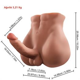 2 İşlevli Gerçekçi Ölçülerde Realistik İleri Geri Hareketli 18 cm Penisli Anal Girişli Erkek Vücut - Bartlett