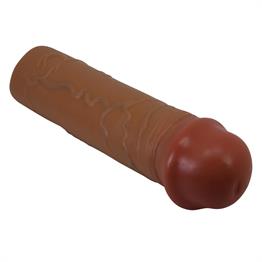 2,5 cm Dolgulu Premium Melez Rengi Silikon Penis Kılıfı - Nile