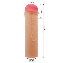 2,5 cm Dolgulu Premium Ten Rengi Silikon Penis Kılıfı - Nile