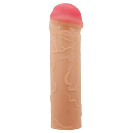2,5 cm Dolgulu Premium Ten Rengi Silikon Penis Kılıfı - Nile