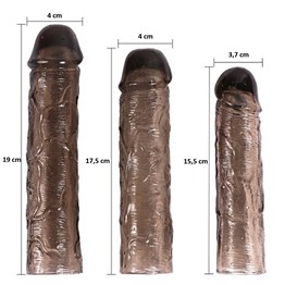 Ucu Dolgulu Uzatmalı 3lü Zenci Penis Kılıfı Seti