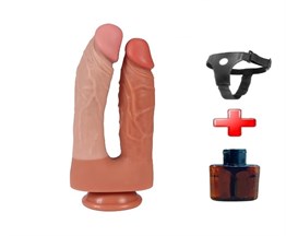İki Uçlu Vantuzlu belden bağlamalı Yeni Nesil Realistik Çatal Dildo Penis