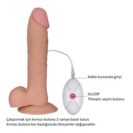 22 cm Gerçekçi Çift Katmanlı Titreşimli Silikon Penis